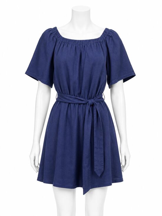 Banana Republic Dresses & Skirts - Banana Republic Linen Blend Off Shoulder Mini Dress - Indigo Blue - Size M